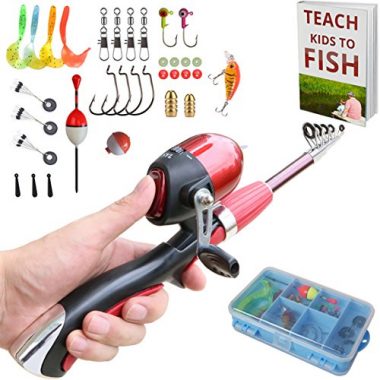 Reel Combo Spincast Rod with Tackle Box Kids Fishing Pole